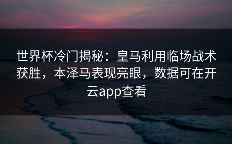 世界杯冷门揭秘：皇马利用临场战术获胜，本泽马表现亮眼，数据可在开云app查看